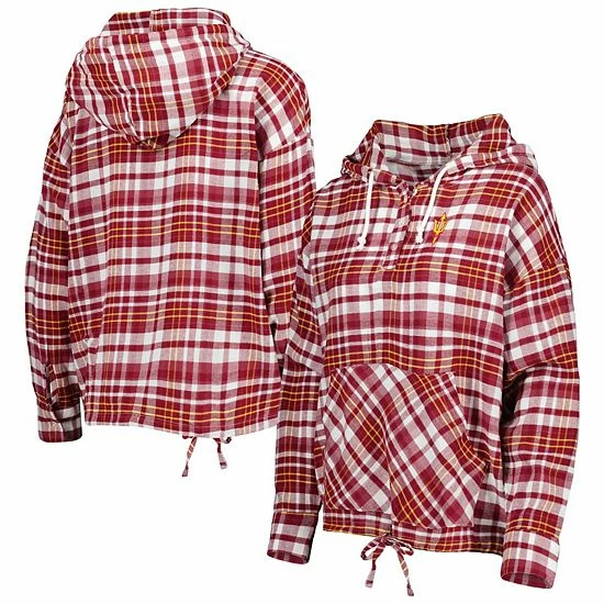 Flash Sale ⭐ Unbranded 👩 Women's Concepts Sport Maroon Arizona State Sun Devils Mainstay Plaid Pullover Hoodie 👏 - Image 2