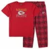 Wholesale 👍 Unbranded Men's Concepts Sport Red Kansas City Chiefs Big & Tall Lodge T-Shirt And Pants Sleep Set ❤️