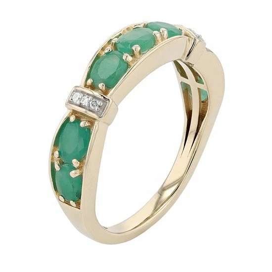 Deals 🤩 Unbranded 10k Gold Oval Emerald & Diamond Accent Ring 🥰 - Image 2
