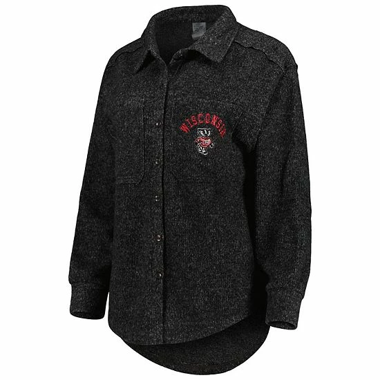 Best deal 🎉 Unbranded 👩 Women's Gameday Couture Black Wisconsin Badgers Switch It Up Tri-Blend Button-Up Shacket 💯 - Image 3