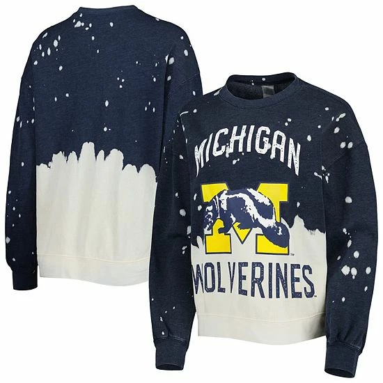 Flash Sale ๐ Unbranded ๐ฉ Women's Gameday Couture Navy Michigan Wolverines Twice As Nice Faded Dip-Dye Pullover Sweatshirt โจ