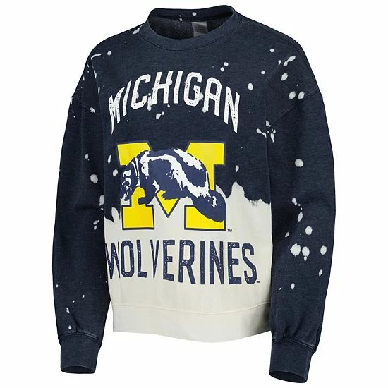 Flash Sale ๐ Unbranded ๐ฉ Women's Gameday Couture Navy Michigan Wolverines Twice As Nice Faded Dip-Dye Pullover Sweatshirt โจ - Image 3