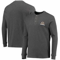 Wholesale ✨ Unbranded Men's Dunbrooke Heathered Gray Chicago Bears Logo Maverick Thermal Henley Long Sleeve T-Shirt 🤩