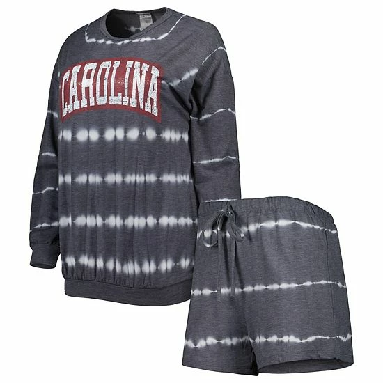 New 😉 Unbranded 👩 Women's Gameday Couture Gray South Carolina Gamecocks All About Stripes Tri-Blend Long Sleeve T-Shirt & Shorts Set 👍