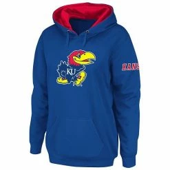 Wholesale 😉 Unbranded 👩 Women's Stadium Athletic Royal Kansas Jayhawks Big Logo Pullover Hoodie 🔔