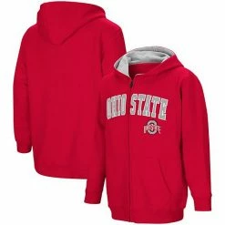 Promo 🤩 Unbranded Youth Scarlet Ohio State Buckeyes Arch Logo Full-Zip Hoodie 🎁