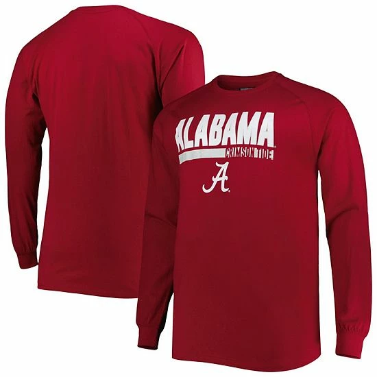 Outlet ๐ Unbranded Men's Crimson Alabama Crimson Tide Big & Tall Two-Hit Raglan Long Sleeve T-Shirt ๐