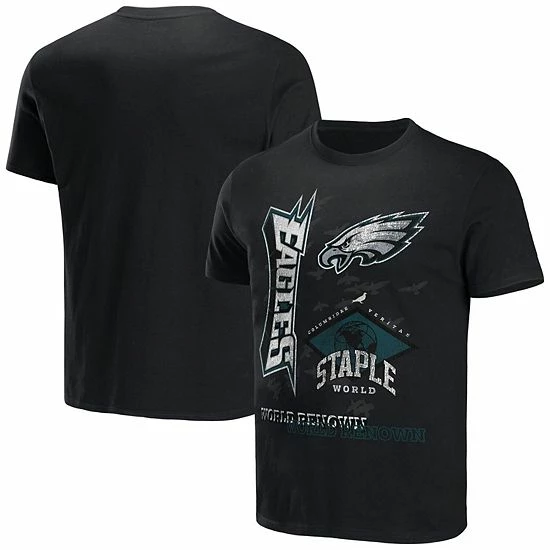 New ๐ Unbranded Men's NFL X Staple Black Philadelphia Eagles World Renowned T-Shirt โจ - Image 2