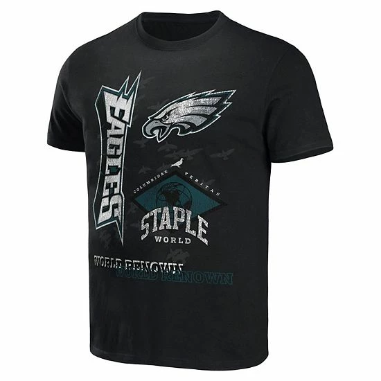 New ๐ Unbranded Men's NFL X Staple Black Philadelphia Eagles World Renowned T-Shirt โจ - Image 3