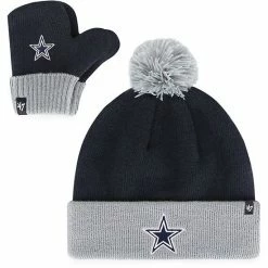 Buy 👏 Unbranded Infant '47 Navy Dallas Cowboys Bam Bam Cuffed Knit Hat With Pom & Mittens Set 😀