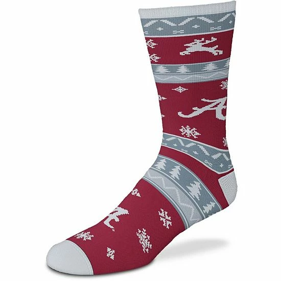 Cheap 😍 Unbranded For Bare Feet Alabama Crimson Tide Holiday Pattern Crew 🧦 Socks 🎉 - Image 2