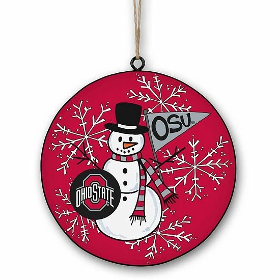 Hot Sale ✨ Unbranded Ohio State Buckeyes Metal Snowman Ornament 🧨