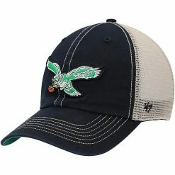 Promo ✔️ Unbranded Men's '47 Black/Natural Philadelphia Eagles Legacy Trawler Trucker Clean Up Snapback Hat ✨