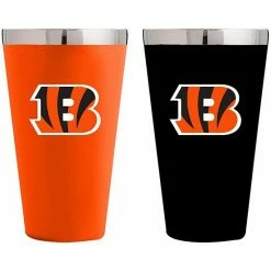 Deals 🔔 Unbranded Cincinnati Bengals Team Color 2-Pack Stainless Steel Pint Glass ⭐