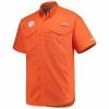 Promo 🛒 Unbranded Clemson Tigers Columbia PFG Bonehead Short Sleeve 👕 Shirt - Orange ❤️