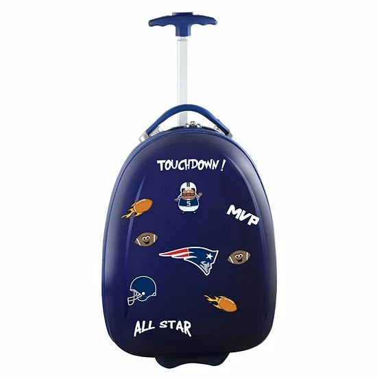 Discount ❤️ Unbranded Youth New England Patriots Hardshell Wheeled Luggage Pod Pat Pink 😀 - Image 2
