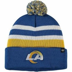 Hot Sale ⌛ Unbranded Men's '47 Royal Los Angeles Rams State Line Cuffed Knit Hat With Pom 😍
