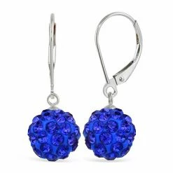 Brand new 🥰 Unbranded Sterling Silver Crystal Ball Drop Earrings Blue 💯