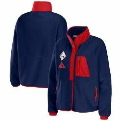 Best deal 🛒 Unbranded 👩 Women's WEAR By Erin Andrews Navy New England Patriots Polar Fleece Raglan Full-Snap Jacket ✨