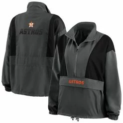 Budget 🛒 Unbranded 👩 Women's WEAR By Erin Andrews Charcoal Houston Astros Packable Half-Zip Jacket ❤️
