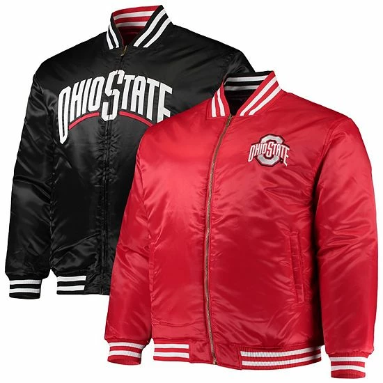 Wholesale ๐งจ Unbranded Men's Scarlet/Black Ohio State Buckeyes Big & Tall Reversible Satin Full-Zip Jacket โ