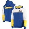 Deals 😀 Unbranded Men's Mitchell & Ness Royal Denver Nuggets Hardwood Classics Fusion 2.0 Colorblock Pullover Hoodie 😉