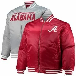 Flash Sale 🛒 Unbranded Men's Crimson/Gray Alabama Crimson Tide Big & Tall Reversible Satin Full-Zip Jacket ❤️