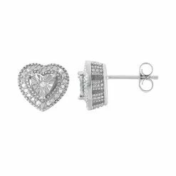 Best deal 🔥 Unbranded Sterling Silver 1/10 Carat T.W. Diamond Heart Drop Earrings 💯