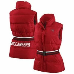 Buy 👍 Unbranded 👩 Women's WEAR By Erin Andrews Red Tampa Bay Buccaneers Full-Zip Puffer Vest With Belt 😀