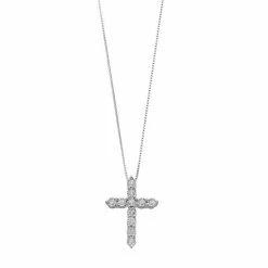 New 😉 Unbranded Sterling Silver 1/3 Carat T.W. Diamond Cross Pendant Necklace ❤️