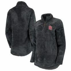 New 😍 Unbranded 👩 Women's Soft As A Grape Charcoal St. Louis Cardinals Sherpa Quarter-Zip Pullover Sweatshirt 🔥