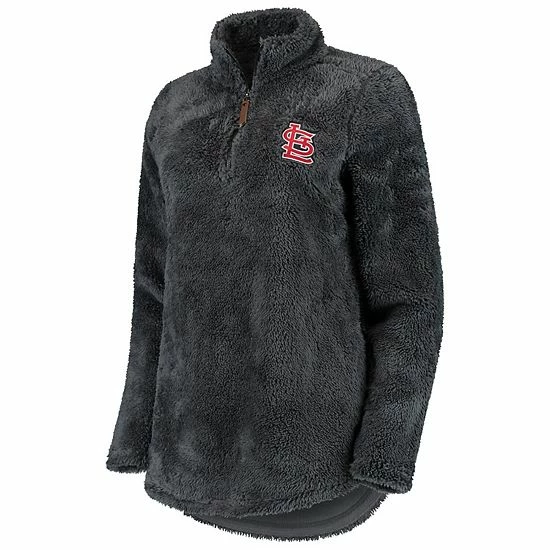New ๐ Unbranded ๐ฉ Women's Soft As A Grape Charcoal St. Louis Cardinals Sherpa Quarter-Zip Pullover Sweatshirt ๐ฅ - Image 3