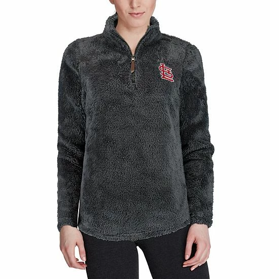 New ๐ Unbranded ๐ฉ Women's Soft As A Grape Charcoal St. Louis Cardinals Sherpa Quarter-Zip Pullover Sweatshirt ๐ฅ - Image 5
