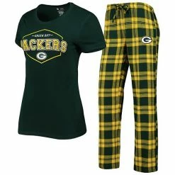 Hot Sale 🥰 Unbranded 👩 Women's Concepts Sport Green/Gold Green Bay Packers Badge T-Shirt & Pants Sleep Set 🤩