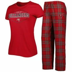 Outlet 🧨 Unbranded 👩 Women's Concepts Sport Red/Pewter Tampa Bay Buccaneers Badge T-Shirt & Pants Sleep Set ✔️