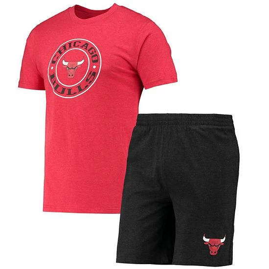 Cheapest ⌛ Unbranded Men's Concepts Sport Black/Red Chicago Bulls T-Shirt & Shorts Sleep Set 🤩 - Image 2