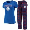 Outlet 🧨 Unbranded 👩 Women's Concepts Sport Royal/Red Philadelphia 76ers Lodge T-Shirt And Pants Sleep Set 🛒