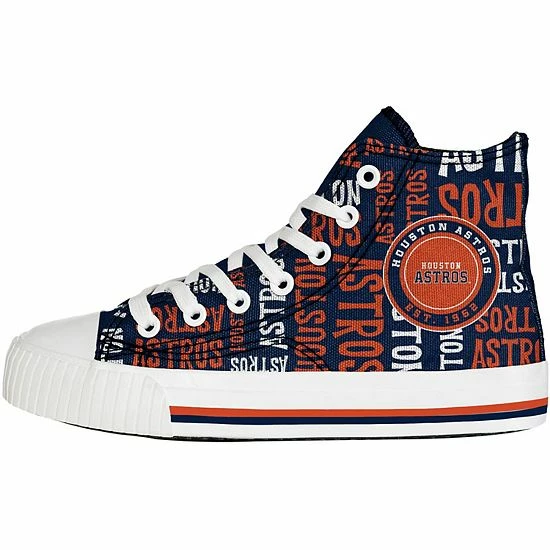 Promo ๐ Unbranded Youth FOCO Navy Houston Astros Repeat Wordmark High Top Canvas Allover ๐ Sneakers ๐