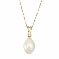 Budget 👍 Unbranded 14k Gold Freshwater Cultured Pearl & Diamond Accent Pendant Necklace 💯