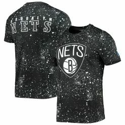 Best Pirce 👏 Unbranded Men's Black Brooklyn Nets Splatter Print T-Shirt 😍