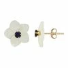 Cheap 🔥 Unbranded 10k Gold 👩 Mother Of Pearl & Lab-Created Sapphire Flower Stud Earrings 🔔