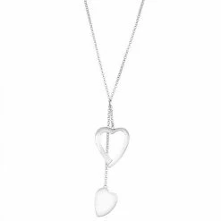Best deal 🛒 Unbranded Sterling Silver Double Heart Dangle Necklace 🥰