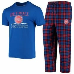 New ✔️ Unbranded Men's Concepts Sport Blue/Red Detroit Pistons Lodge T-Shirt & Pants Set 🌟