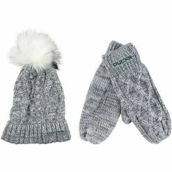 Best Pirce ❤️ Unbranded ZooZatz Gray Oregon Ducks Cuffed Knit Pom Hat & Mittens Set 🎁