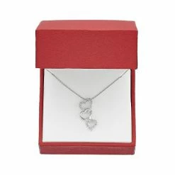 Best Sale 🥰 Unbranded Sterling Silver 1/10 Carat T.W. Diamond Triple Heart Pendant 👏