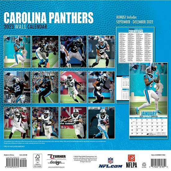 Cheapest ⭐ Unbranded Carolina Panthers 2023 12" X 12" Team Wall Calendar ✔️ - Image 3