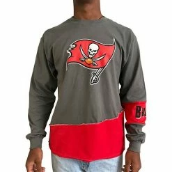 Best Sale ❤️ Unbranded Men's Refried Apparel Pewter/Red Tampa Bay Buccaneers Sustainable Upcycled Angle Long Sleeve T-Shirt ⭐