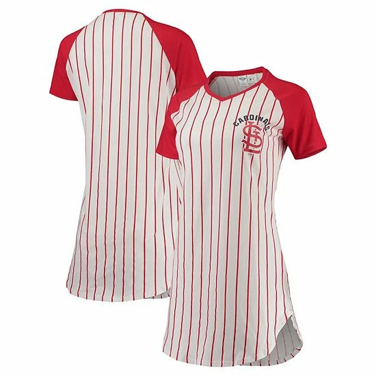 Outlet 😀 Unbranded 👩 Women's Concepts Sport White/Red St. Louis Cardinals Vigor Pinstripe Raglan V-Neck Nightshirt ❤️