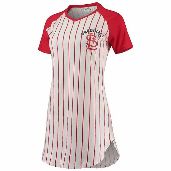 Outlet 😀 Unbranded 👩 Women's Concepts Sport White/Red St. Louis Cardinals Vigor Pinstripe Raglan V-Neck Nightshirt ❤️ - Image 3