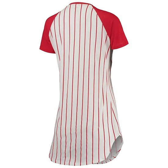 Outlet 😀 Unbranded 👩 Women's Concepts Sport White/Red St. Louis Cardinals Vigor Pinstripe Raglan V-Neck Nightshirt ❤️ - Image 4